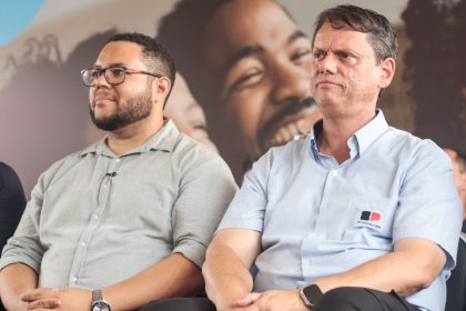 O Prefeito Danilo Barros,com Governador Tarcísio de Freitas e convidados durante inauguração da ETE Paulínia Foto:Governo de SP