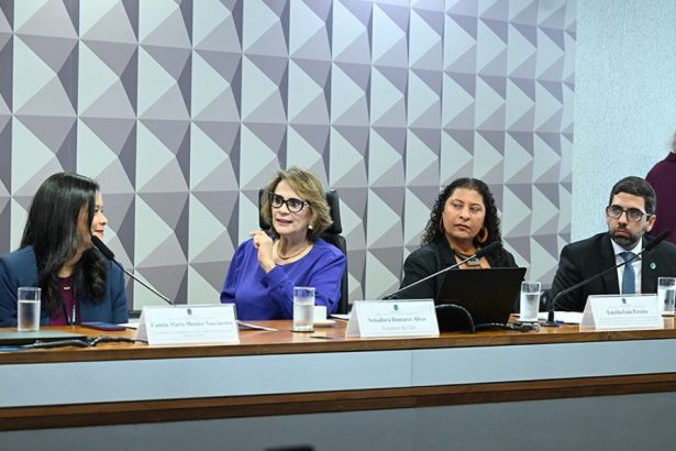 A senadora Damares Alves (2ª à esq.) presidiu o debate Geraldo Magela/Agência Senado